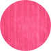 Round Machine Washable Abstract Pink Contemporary Rug, wshcon63pnk