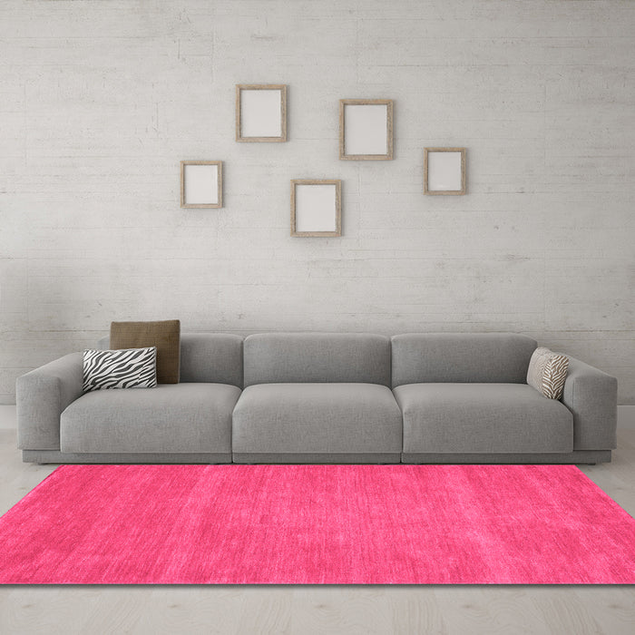 Machine Washable Abstract Pink Contemporary Rug in a Living Room, wshcon63pnk