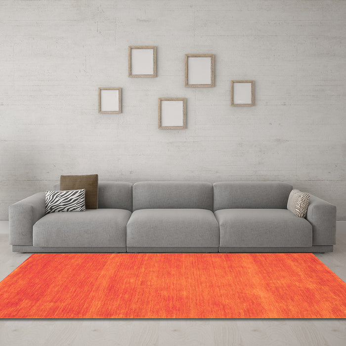Machine Washable Abstract Orange Contemporary Area Rugs in a Living Room, wshcon63org