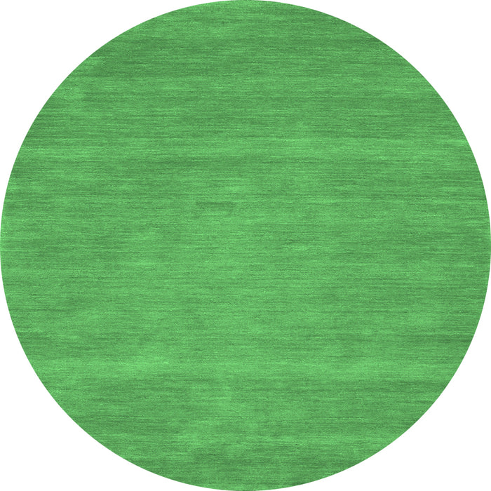 Round Machine Washable Abstract Emerald Green Contemporary Area Rugs, wshcon63emgrn