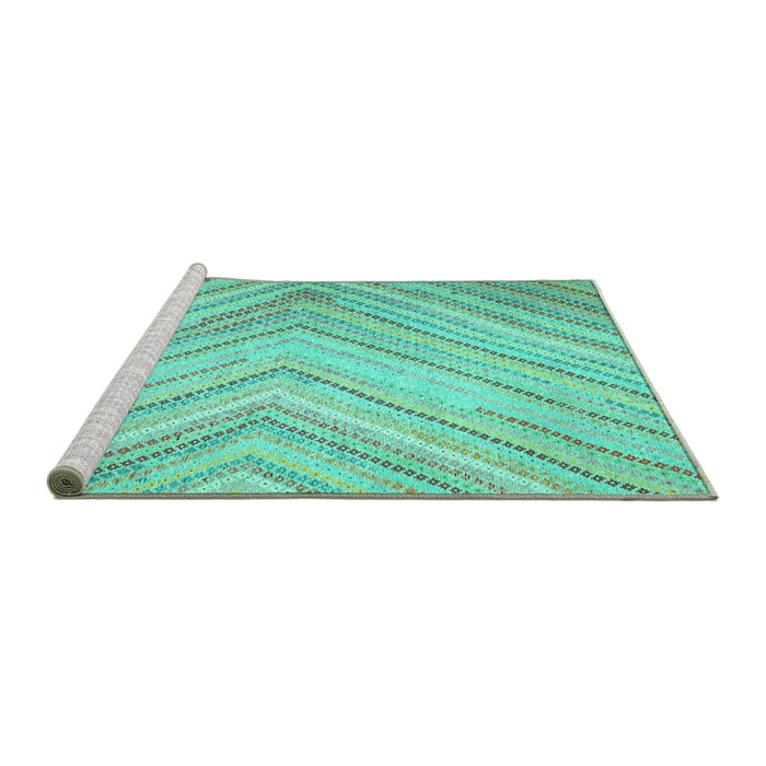 Sideview of Machine Washable Southwestern Turquoise Country Area Rugs, wshcon640turq