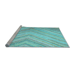 Sideview of Machine Washable Southwestern Light Blue Country Rug, wshcon640lblu