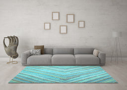 Machine Washable Southwestern Light Blue Country Rug in a Living Room, wshcon640lblu
