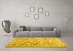 Machine Washable Southwestern Yellow Country Rug in a Living Room, wshcon641yw