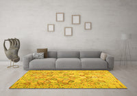 Machine Washable Southwestern Yellow Country Rug, wshcon641yw