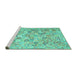 Sideview of Machine Washable Southwestern Turquoise Country Area Rugs, wshcon641turq