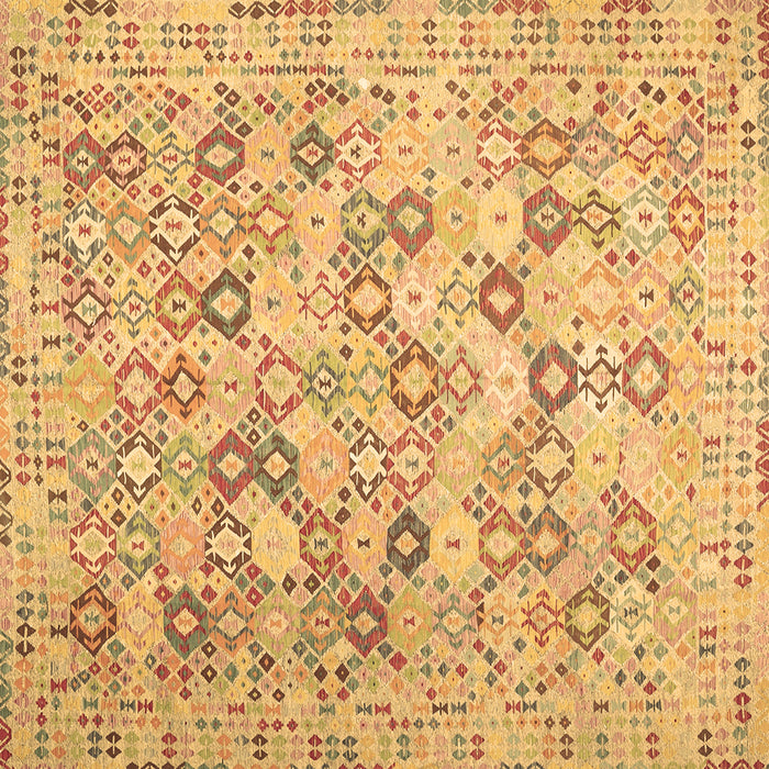 Square Machine Washable Southwestern Brown Country Rug, wshcon641brn