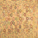 Square Machine Washable Southwestern Brown Country Rug, wshcon641brn