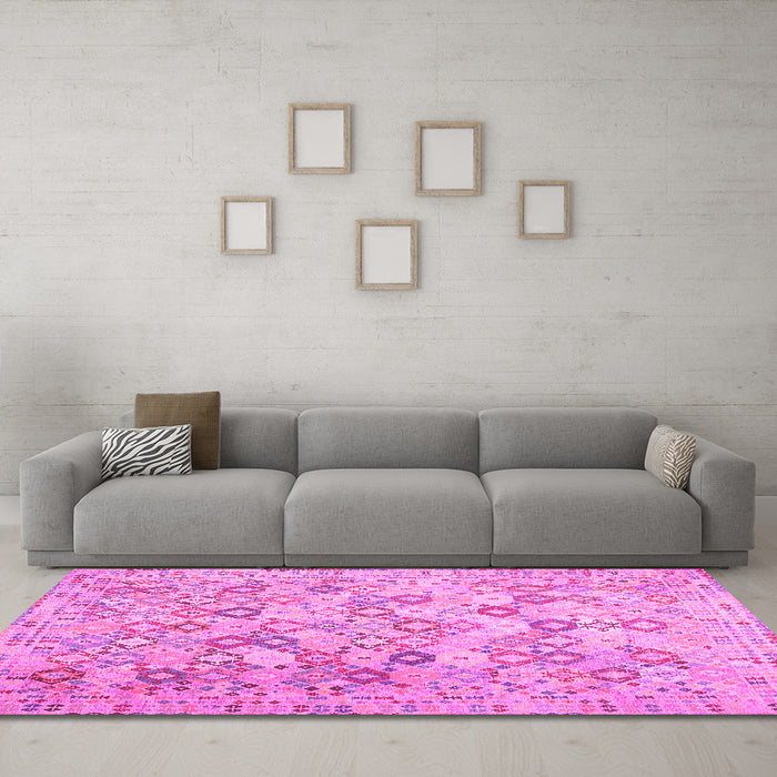 Machine Washable Southwestern Pink Country Rug in a Living Room, wshcon641pnk