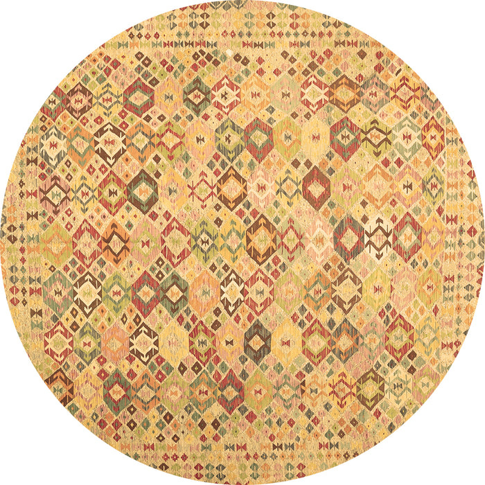 Round Southwestern Brown Country Rug, con641brn