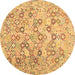 Round Southwestern Brown Country Rug, con641brn