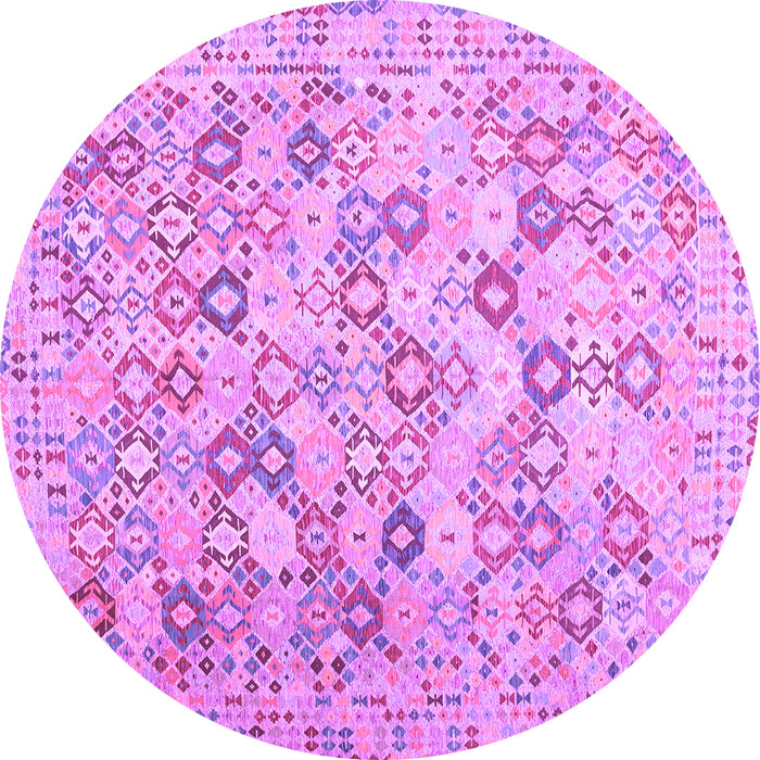 Round Machine Washable Southwestern Purple Country Area Rugs, wshcon641pur