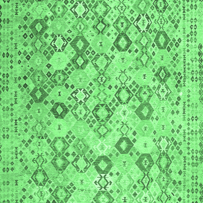 Machine Washable Southwestern Emerald Green Country Area Rugs, wshcon641emgrn