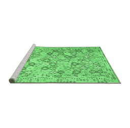 Sideview of Machine Washable Southwestern Emerald Green Country Area Rugs, wshcon641emgrn