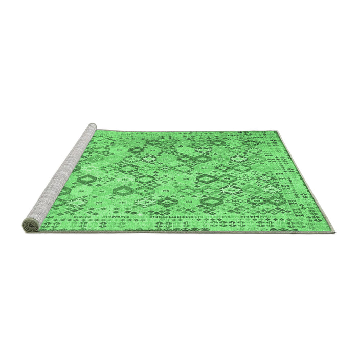 Sideview of Machine Washable Southwestern Emerald Green Country Area Rugs, wshcon641emgrn