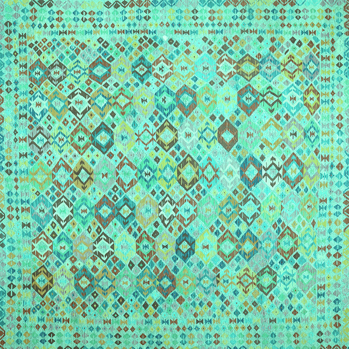 Square Southwestern Turquoise Country Rug, con641turq