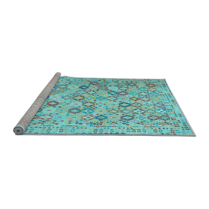 Sideview of Machine Washable Southwestern Light Blue Country Rug, wshcon641lblu