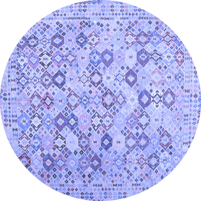 Round Southwestern Blue Country Rug, con641blu
