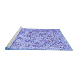 Sideview of Machine Washable Southwestern Blue Country Rug, wshcon641blu