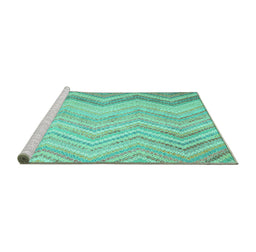 Sideview of Machine Washable Southwestern Turquoise Country Area Rugs, wshcon642turq
