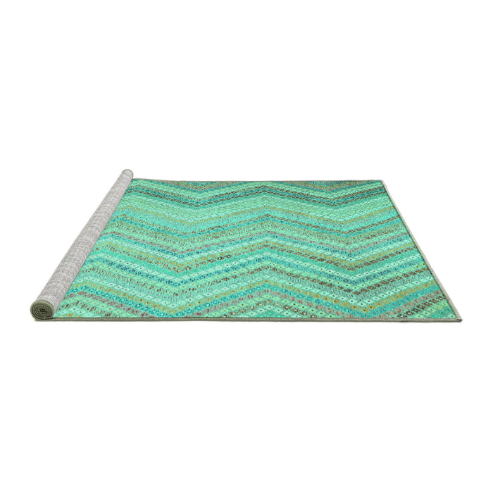 Sideview of Machine Washable Southwestern Turquoise Country Area Rugs, wshcon642turq