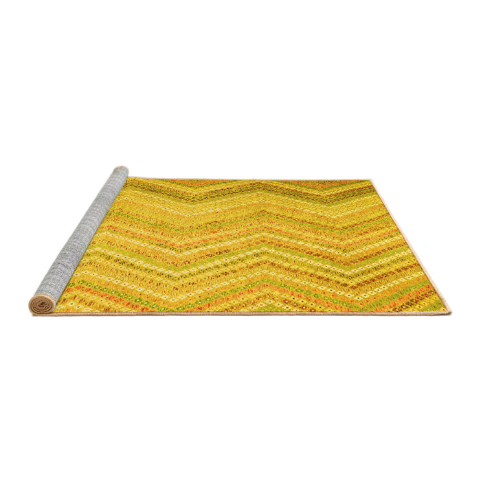 Sideview of Machine Washable Southwestern Yellow Country Rug, wshcon642yw