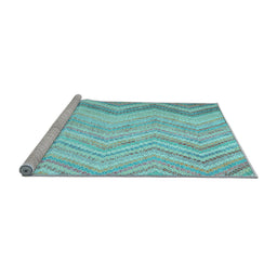 Sideview of Machine Washable Southwestern Light Blue Country Rug, wshcon642lblu