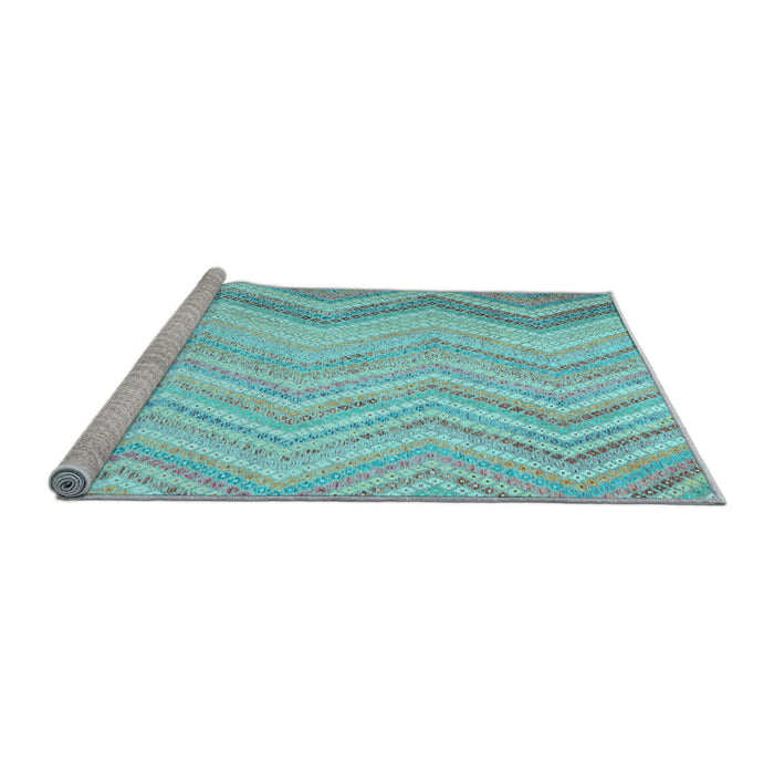 Sideview of Machine Washable Southwestern Light Blue Country Rug, wshcon642lblu