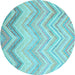 Round Machine Washable Southwestern Light Blue Country Rug, wshcon642lblu