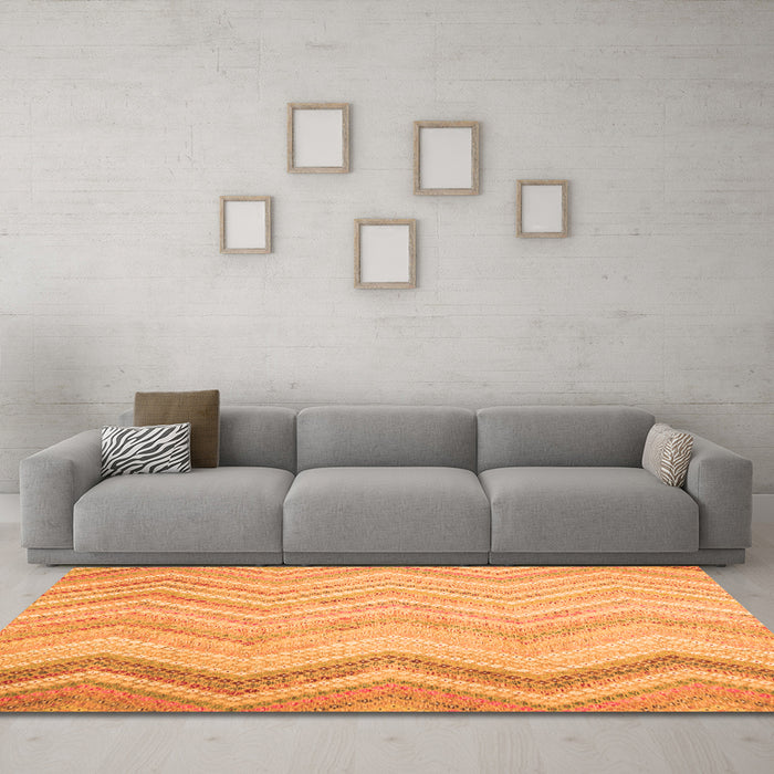 Machine Washable Southwestern Orange Country Area Rugs in a Living Room, wshcon642org