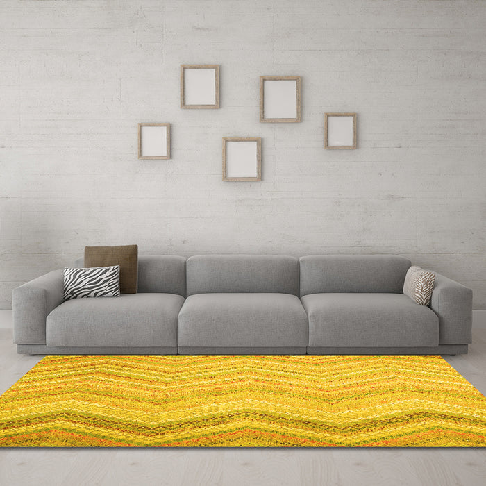 Machine Washable Southwestern Yellow Country Rug in a Living Room, wshcon642yw