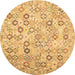 Round Southwestern Brown Country Rug, con643brn