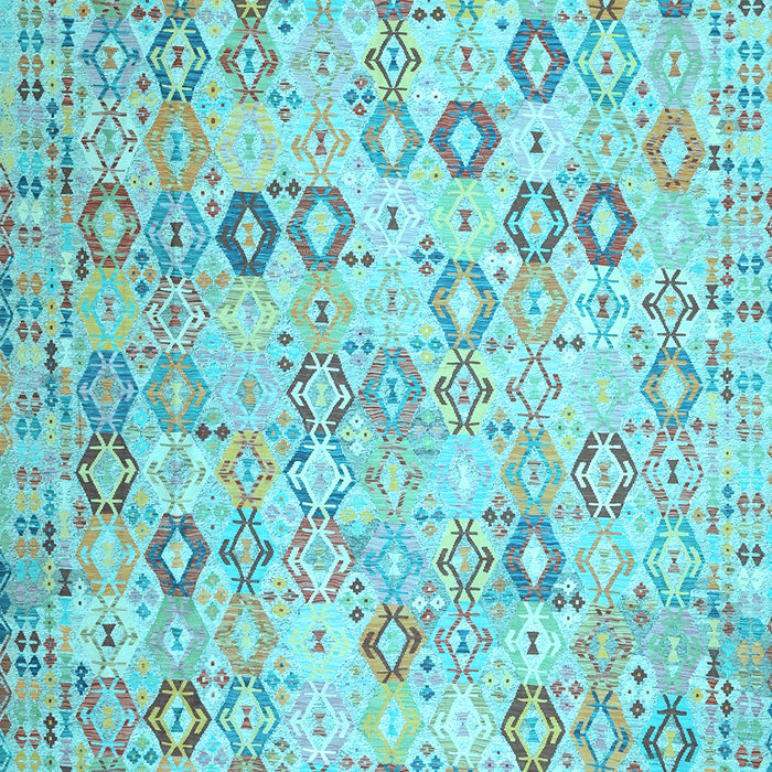 Machine Washable Southwestern Light Blue Country Rug, wshcon643lblu