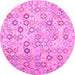 Round Southwestern Pink Country Rug, con643pnk