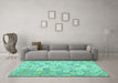 Machine Washable Southwestern Turquoise Country Area Rugs in a Living Room,, wshcon643turq