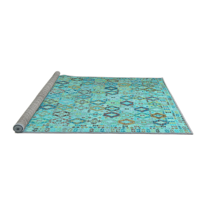 Sideview of Machine Washable Southwestern Light Blue Country Rug, wshcon643lblu