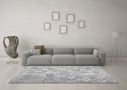 Machine Washable Southwestern Gray Country Rug in a Living Room,, wshcon643gry
