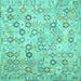 Square Machine Washable Southwestern Turquoise Country Area Rugs, wshcon643turq