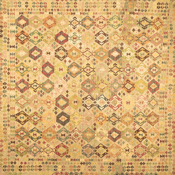 Square Machine Washable Southwestern Brown Country Rug, wshcon643brn