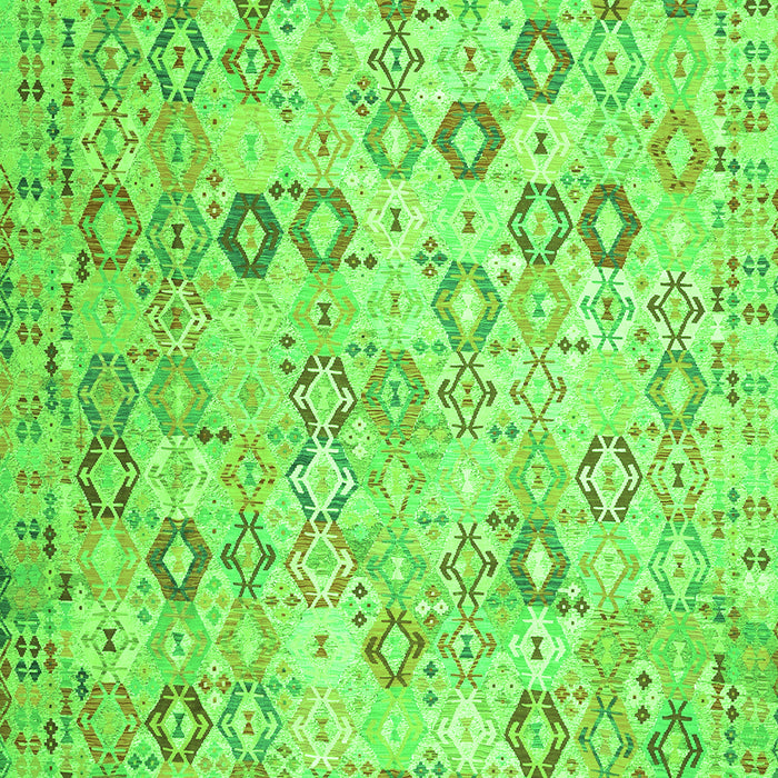 Serging Thickness of Machine Washable Southwestern Green Country Area Rugs, wshcon643grn