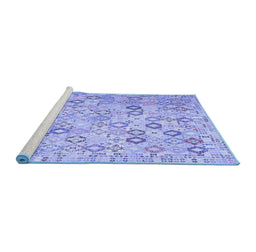 Sideview of Machine Washable Southwestern Blue Country Rug, wshcon643blu