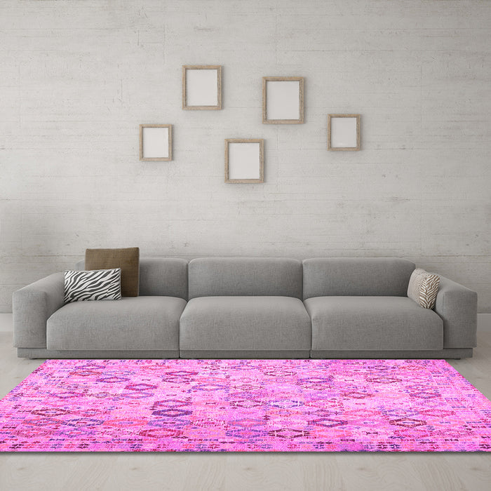 Machine Washable Southwestern Pink Country Rug in a Living Room, wshcon643pnk