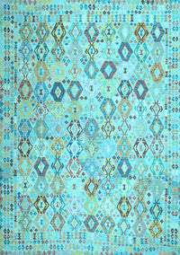 Southwestern Light Blue Country Rug, con643lblu