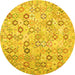 Round Southwestern Yellow Country Rug, con643yw