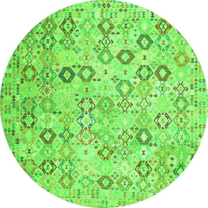 Machine Washable Southwestern Green Country Area Rugs, wshcon643grn