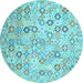 Round Southwestern Light Blue Country Rug, con643lblu