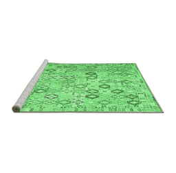 Sideview of Machine Washable Southwestern Emerald Green Country Area Rugs, wshcon643emgrn