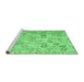 Sideview of Machine Washable Southwestern Emerald Green Country Area Rugs, wshcon643emgrn