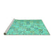 Sideview of Machine Washable Southwestern Turquoise Country Area Rugs, wshcon643turq