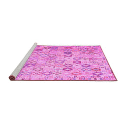Sideview of Machine Washable Southwestern Pink Country Rug, wshcon643pnk